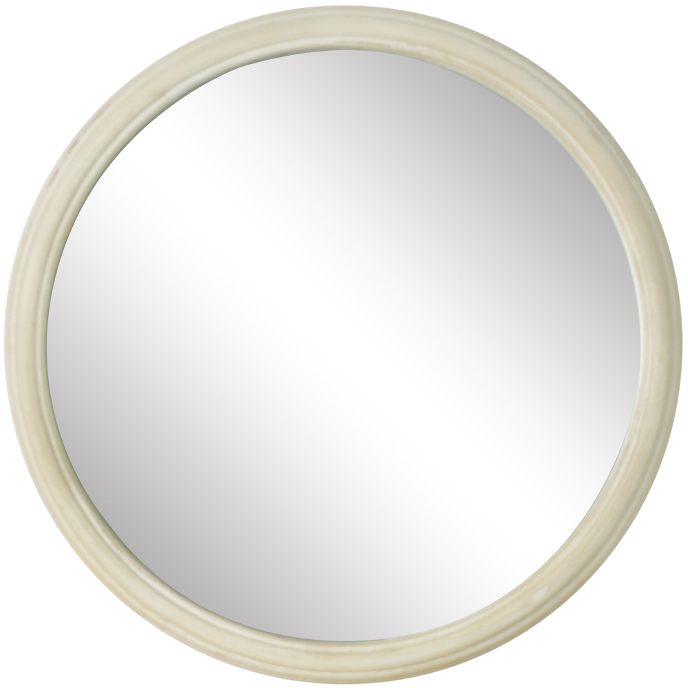 Round Mirror Distressed Antique White Small