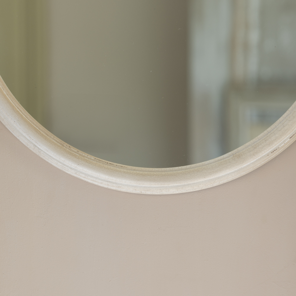 Round Mirror Distressed Antique White Small - Image 4