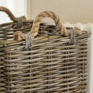 Square Kubu Log Basket With Rope Handles Large