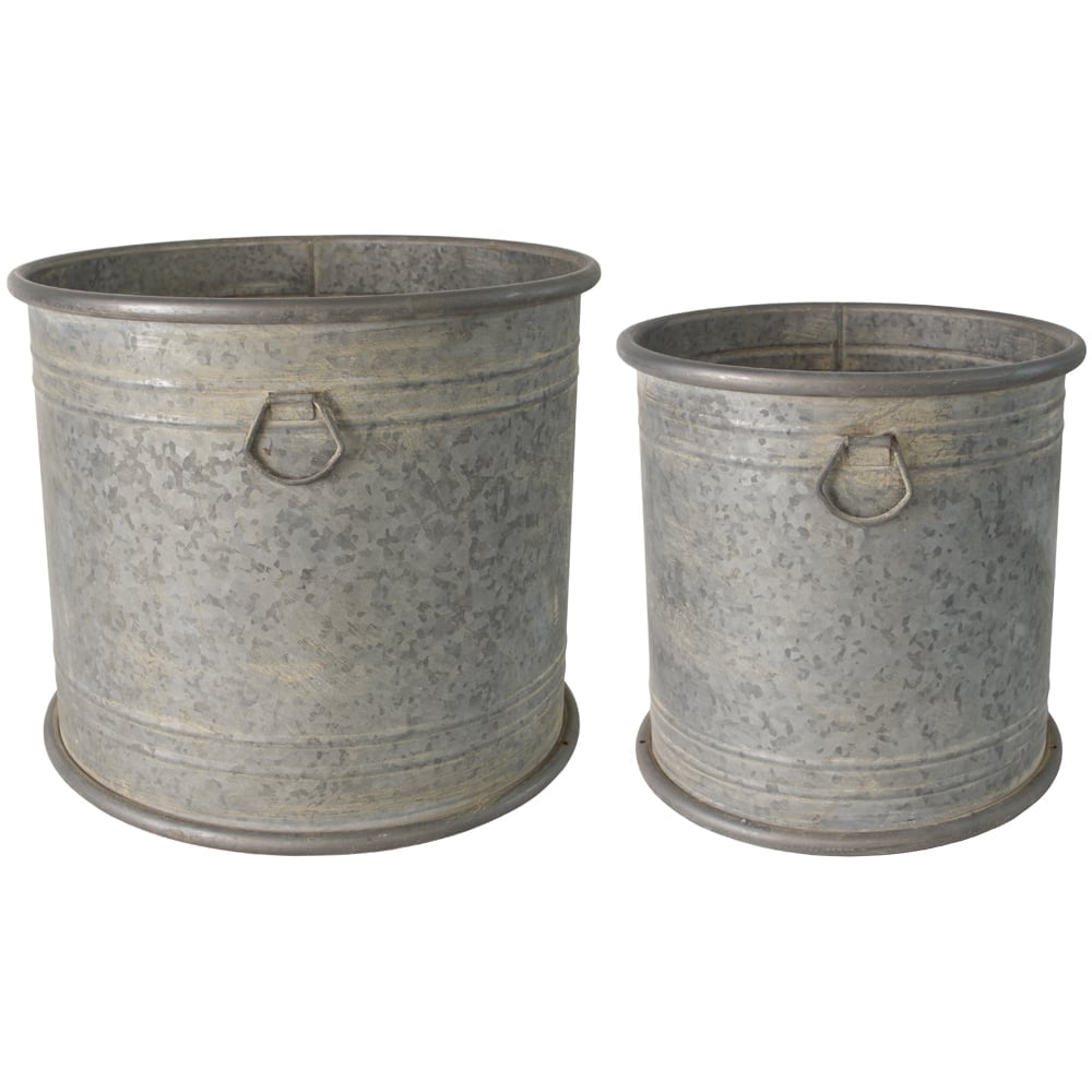 Wilton Round Zinc Planters Set of 2
