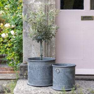 Wilton Round Zinc Planters Set of 2