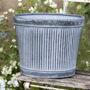 Zinc Ribbed Planters Set of 2