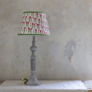 Lampshade Pleated Natural with Green Trim 30cm