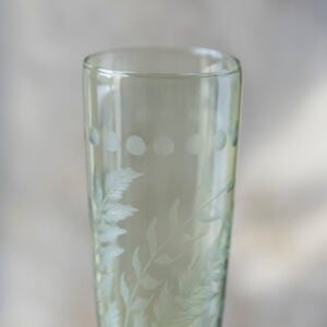 Champagne Flute Etched Green