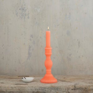 Candlestick Shaped Candle Coral Medium