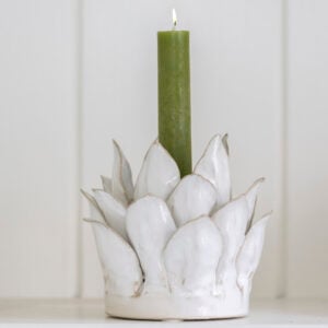 Candle Holder Petals White Medium
