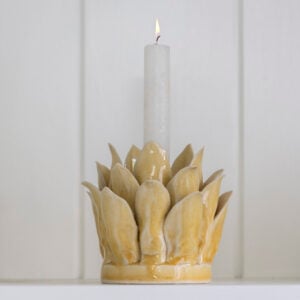 Candle Holder Petals Yellow Medium