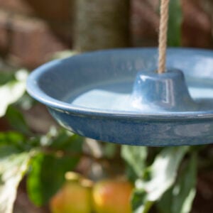 Ceramic Hanging Bird Feeder Blue