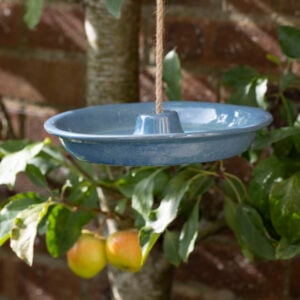 Ceramic Hanging Bird Feeder Blue