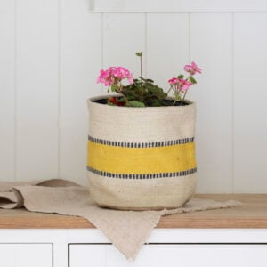 Jute Planter Lined Yellow Stripe