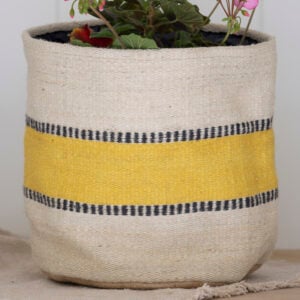 Jute Planter Lined Yellow Stripe