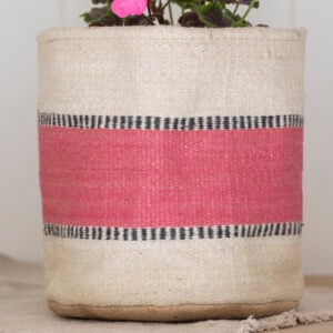 Jute Planter Lined Pink Stripe