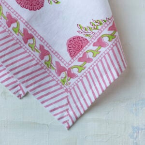 Raspberry Cotton Hand Block Print Napkin