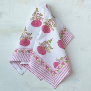 Raspberry Cotton Hand Block Print Napkin