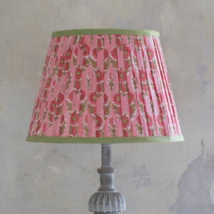 Lampshade Pleated Raspberry with Green Trim 30cm