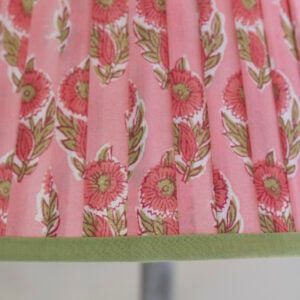 Lampshade Pleated Raspberry with Green Trim 30cm