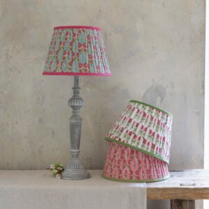 Lampshade Pleated 30cm in Raspberry with Green Trim | Teal with Raspberry Trim | Natural with Green Trim
