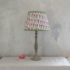 Lampshade Pleated Natural with Green Trim 30cm