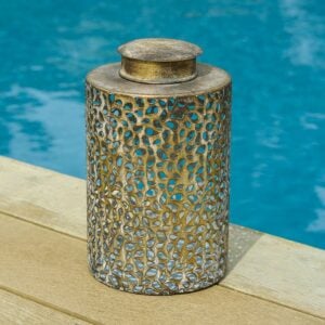 LED Metal Solar Lantern Antique Gold