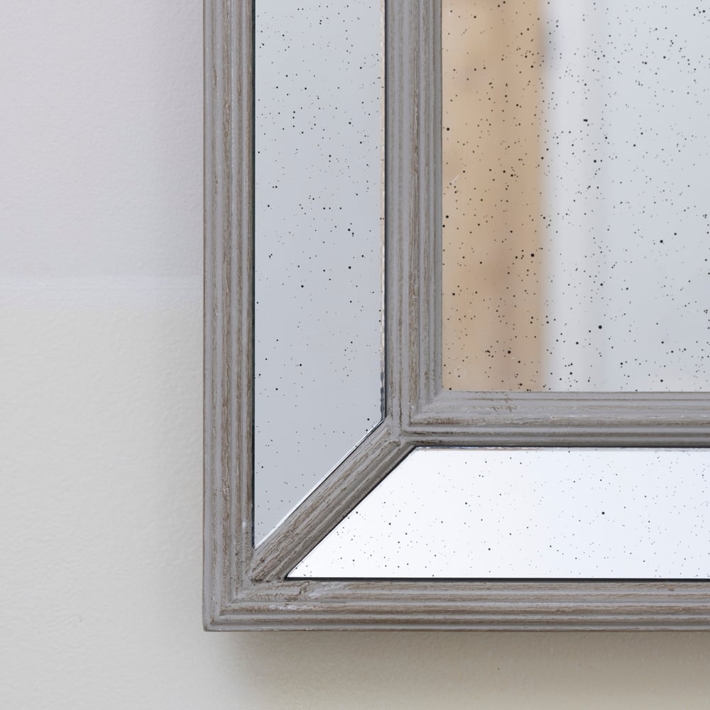 Bevelled Mirror Antique Grey