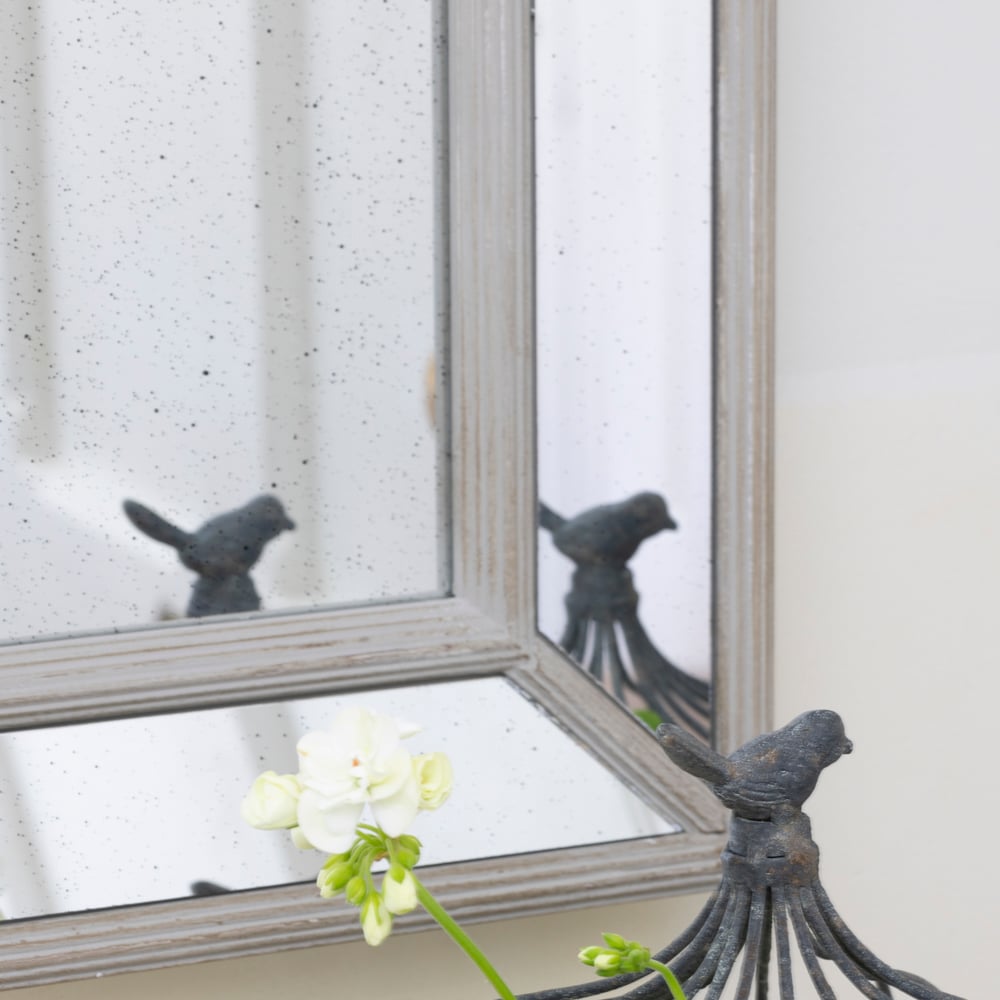 Bevelled Mirror Antique Grey